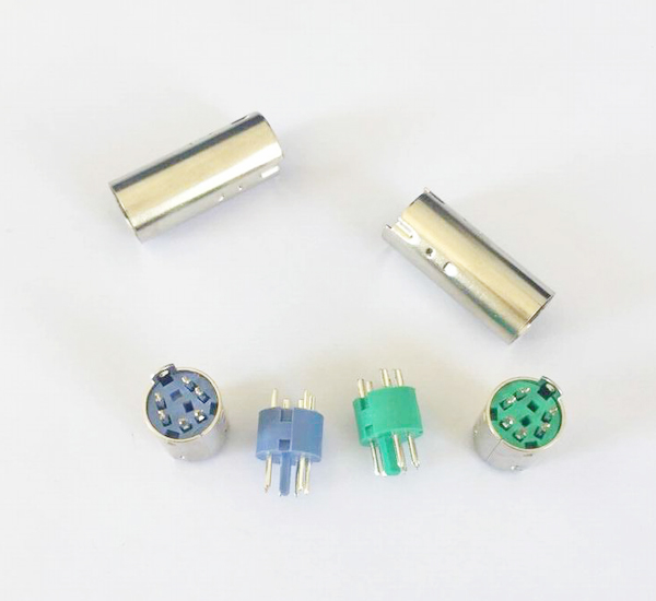 MINI DIN6P冲针公头（紫色绿色）